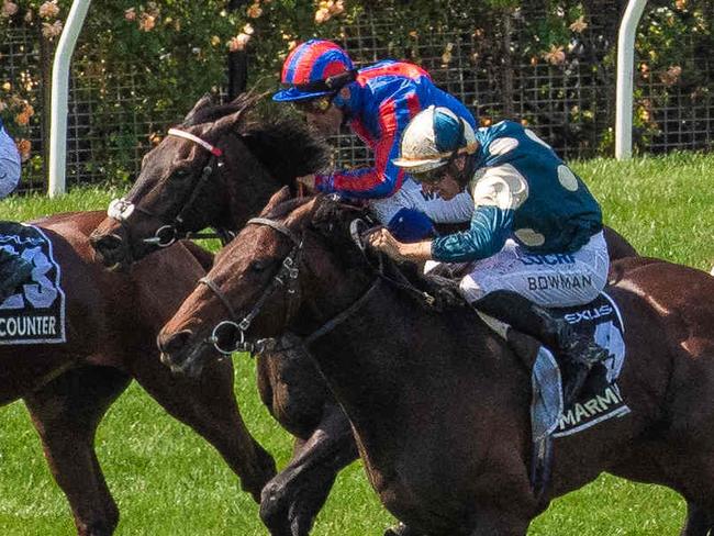 23 Cross Counter ridden by Kerrin McEvoy wins the 2018 Melbourne Cup. With 9 Marmelo coming second and 17 A prince Of Arran third.Picture: Jason Edwards