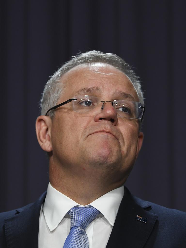 Australian Prime Minister Scott Morrison announced New Australian travel bans. Picture: Lukas Coch/AAP