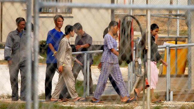 Some of the 53 Vietnamese asylum seekers at the Christmas Island detention centre in 2003. Picture: AAP Image/Mick Tsikas