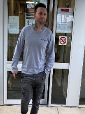 Stroud's Beau Haile, charged with spitting at a police officer, leaving Raymond Terrace Local Court on Monday. Picture Amy Ziniak