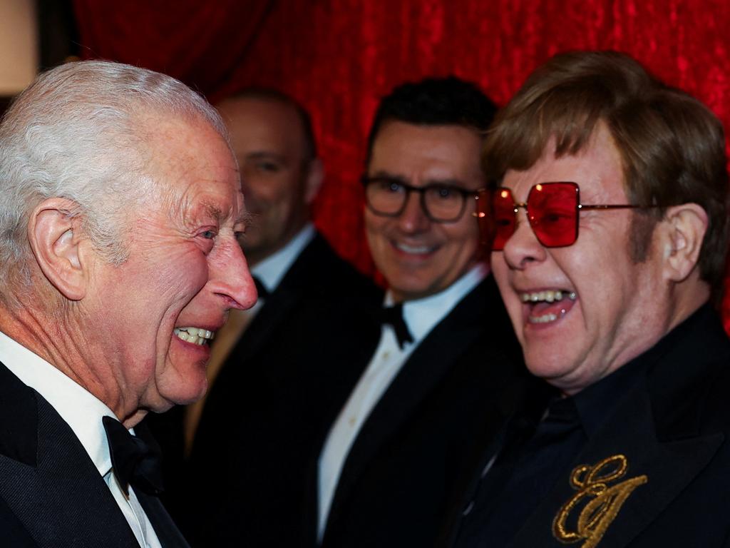 Sir Elton with King Charles III during the Royal Variety Performance in London. Picture: Getty Images