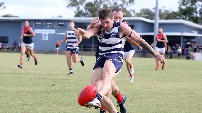 Tyrone Armitage kicking under pressure earlier this month. Picture by Richard Gosling