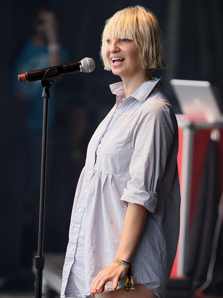 Sia performs on stage during the All Points West Music and Arts Festival at Liberty State Park on August 9, 2008 in New Jersey. Picture: Getty