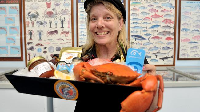 Carmel Bell, from the Darwin Fish Market, with some of the treats that could earn them a gong in the new food tourism section of the Brolga's.