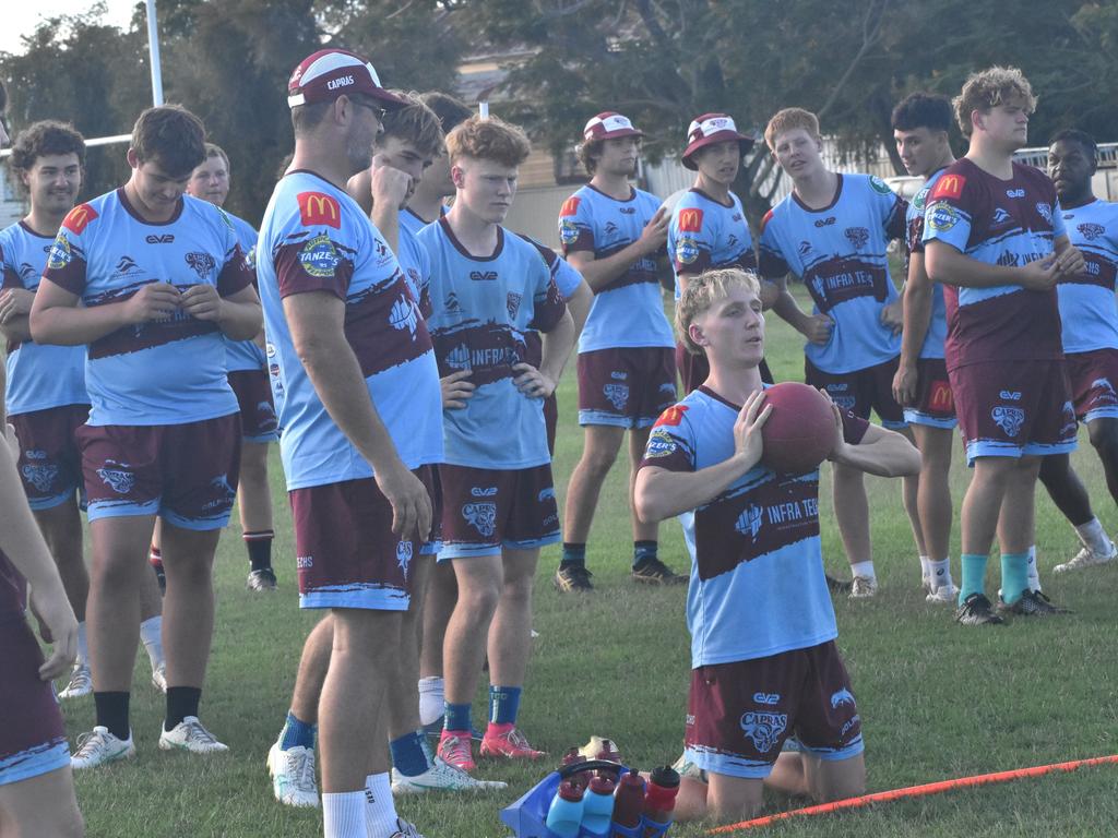 CQ Capras under-19 squad at a pre-season training session at Kettle Park, Rockhampton, on December 18, 2024.