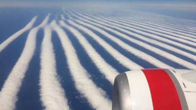 A Virgin Australia passenger captured these incredible wave clouds over the Great Australian Bight. Picture: Facebook