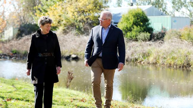 Scott Morrison with Eden-Monaro candidate Dr Fiona Kotvojs. Picture: Adam Taylor/PMO