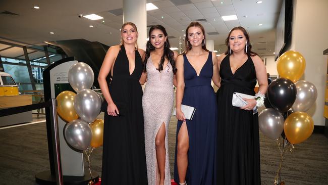 Jess Craddock, Dhruvi Patel, Tabitha McCallum and Alyssa Ratcliffe at Trinity Lutheran College formal at Gold Coast Convention and Exhibition Centre. Photograph: Jason O’Brien.