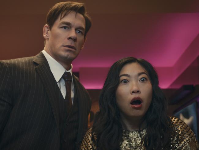 Noel (John Cena) and Katie (Awkwafina) in the fun but dopey Jackpot! Picture: Prime