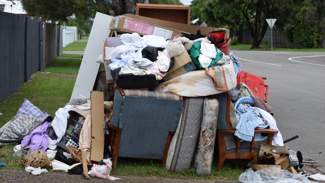 Damaged items outside Pimlico resident Merissa's unit. Picture: Nikita McGuire