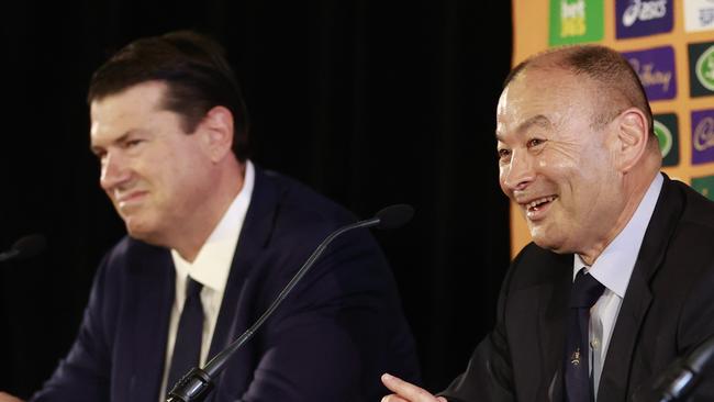 Eddie Jones and Hamish McLennan, at Jones’ announcement. Picture: Tim Hunter.