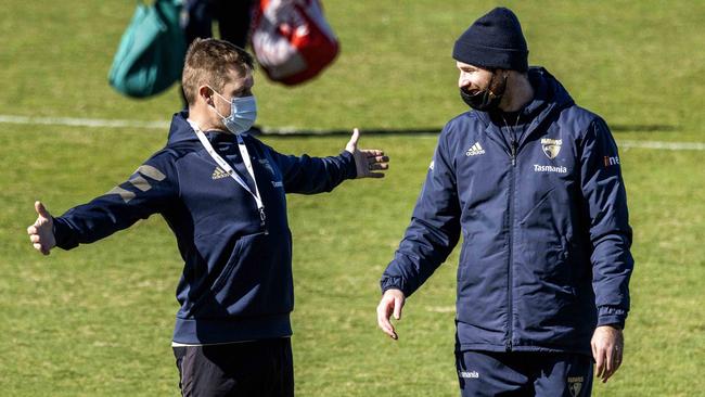 Hawks assistant coach Sam Mitchell pictured at training on Friday. Picture: Nicole Cleary