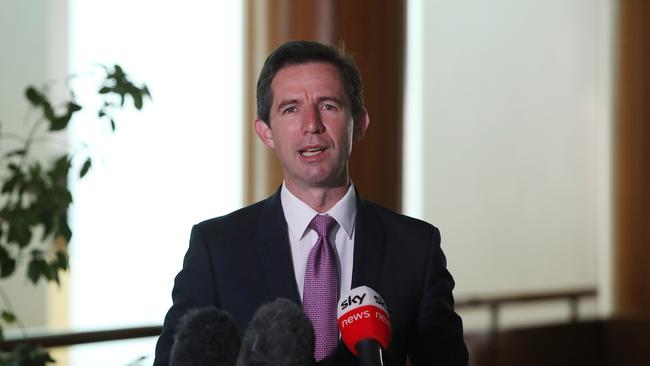 Minister for Trade Senator Simon Birmingham at Parliament House in Canberra. Picture: Kym Smith