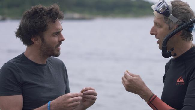 Damon Gameau (left) investigating ways to combat climate change in documentary 2040.