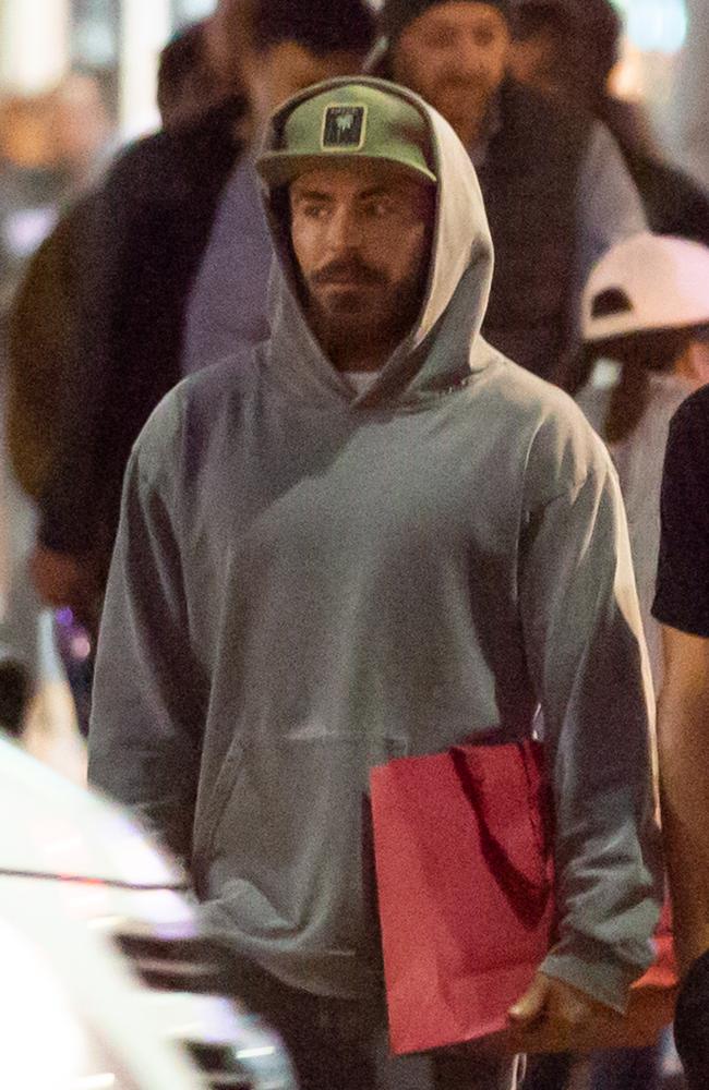 Zac was dressed casually in a grey hoodie and jeans. Picture: Media-mode.com