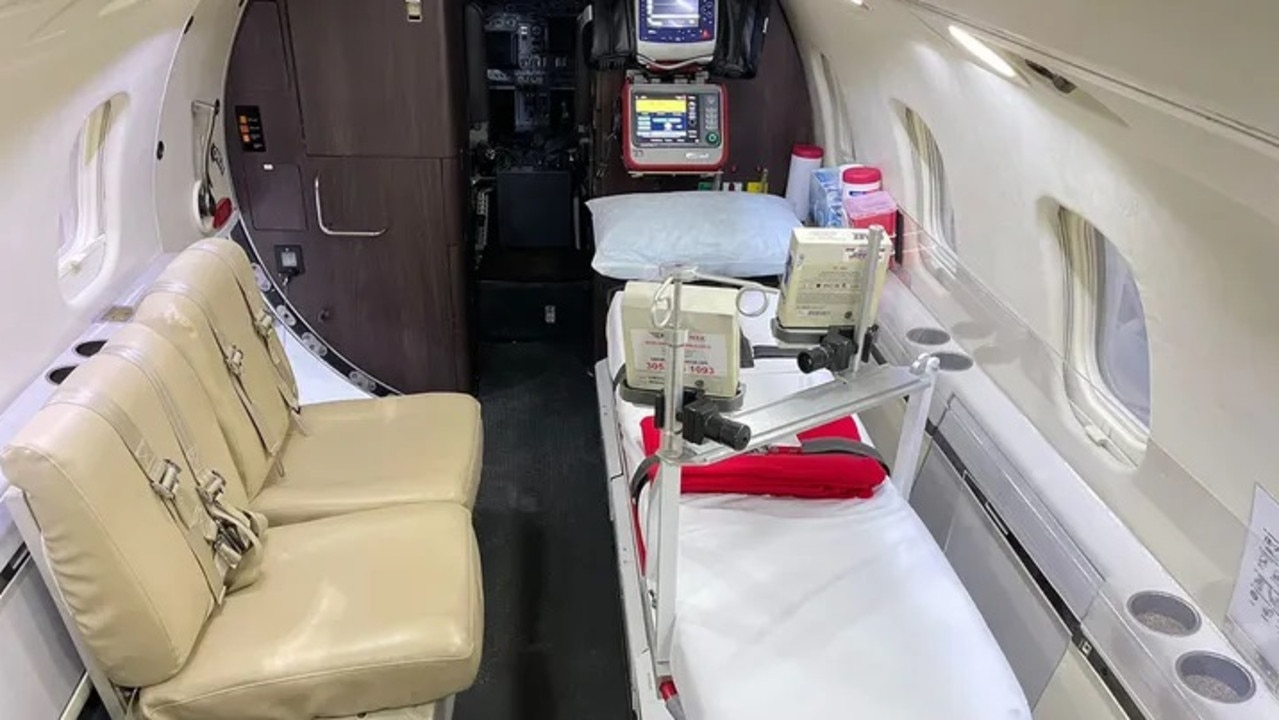 Photos show inside the medical plane.