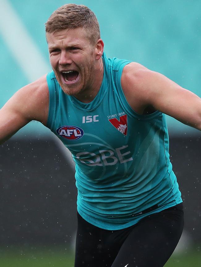 Dan Hannebery at Sydney training. Picture: Phil Hillyard