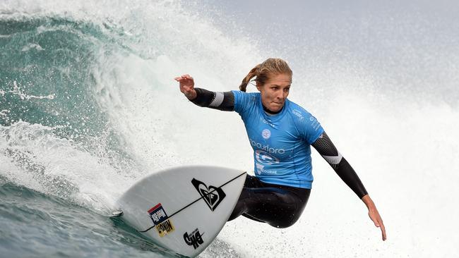 Bells Rip Curl Pro 2016 Day 7 Women's Quarter Finals. Bells Stephanie Gilmore lost her quarter final appearance against Hawaiin Carissa Moore to exit the competition. Picture: Jason Sammon Friday 1 April 2016