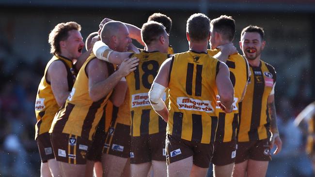 Inverleigh celebrate winning the 2023 grand final in the Geelong District.