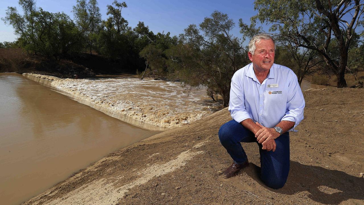 Longreach Shire Mayor Tony Rayner at the Thomson River just outside Longreach. Picture: Adam Head