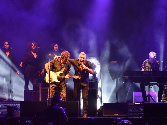 Cold Chisel on the stage of Bankwest Stadium. Picture: Flavio Brancaleone