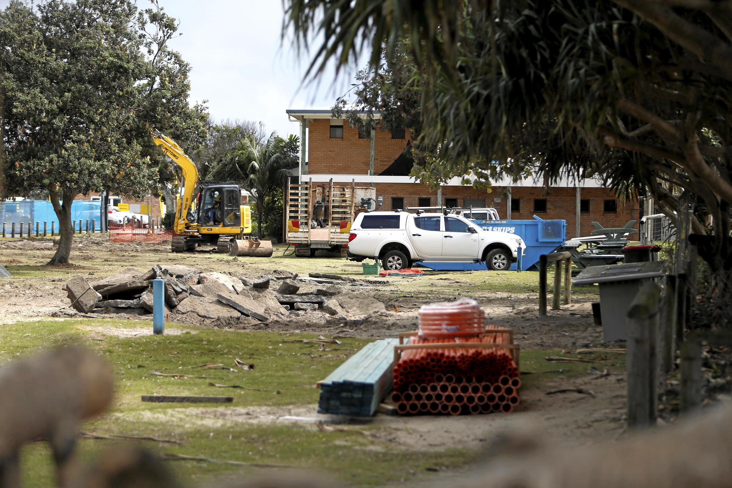 Council begins work on refurbishing Lions Park on the beachfront at Kingscliff. Picture: Richard Mamando