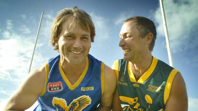 Former AFL footballer Tony Modra ahead of a clash with 483 A-Grade game veteran, Barry Clarke for Myponga. Picture: File