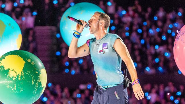 Coldplay perform at Marvel Stadium. Picture: Jake Nowakowski