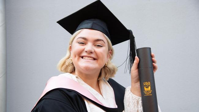 Meg Slatter graduates with a Bachelor of Primary Education. UniSQ graduation ceremony at Empire Theatre, Tuesday June 27, 2023.