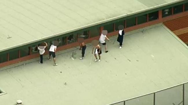 Six teens are on the roof of the centre. Picture: Nine News