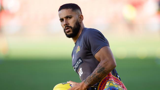 Touk Miller scored 116 points against the Tigers. Picture: Russell Freeman/AFL Photos via Getty Images