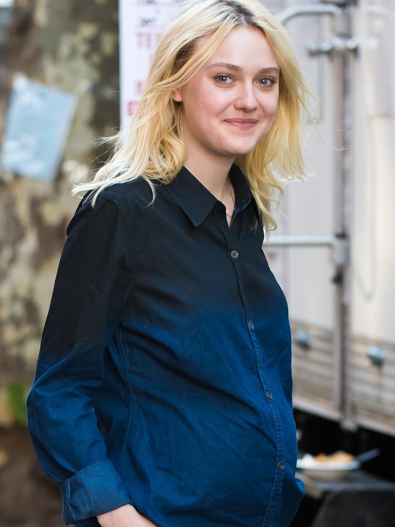 Dakota Fanning on set of the movie ‘Franny’ filming in Philadelphia. Picture: Splash