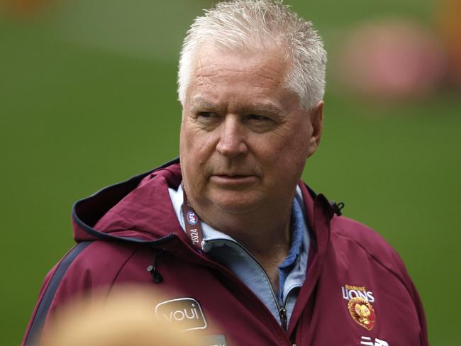 MELBOURNE, AUSTRALIA - SEPTEMBER 20: Brisbane CEO Greg Swann looks on during a Brisbane Lions AFL training session at Melbourne Cricket Ground on September 20, 2024 in Melbourne, Australia. (Photo by Darrian Traynor/Getty Images)