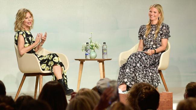 Meg Ryan and Gwyneth Paltrow speak onstage at the In goop Health Summit. Picture: Getty Images.