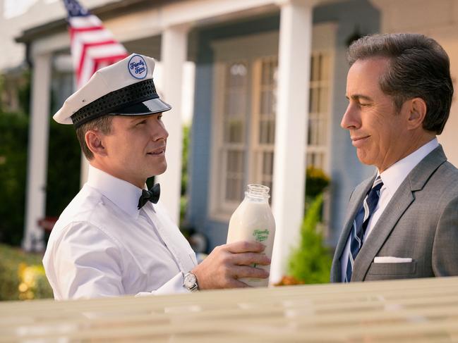 UNFROSTED. (L to R) Christian Slater as Mike Diamond and Jerry Seinfeld (Director) as Bob Cabana in Unfrosted. Cr. John P. Johnson/Netflix © 2024.