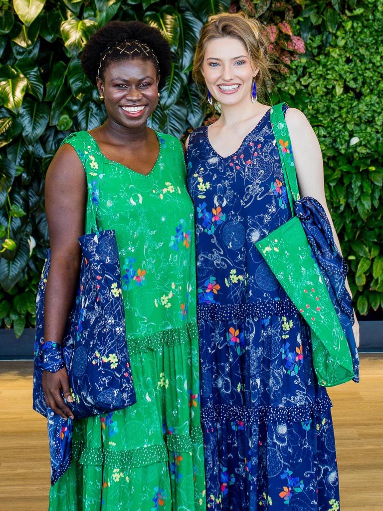 Christine Larbi-Bram and Tien Kelly at the launch of Deanne Mayocchi and Julie Tomaszewski's BLOOM Collection at Lumiere Events, Brisbane. Socials: Damien Anthony Rossi | Picture: Kate Luke Photography