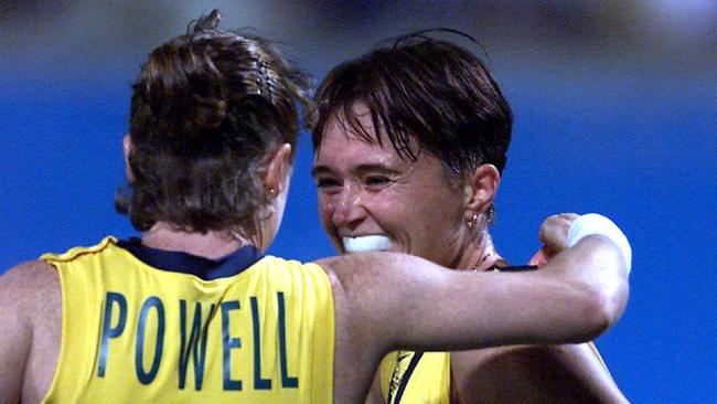 29/9/2000. Alyson Annan all smiles after hitting the first goal. Katrina Powell. Womens Hockey. Australia v Argentina. Day 14./olympic games - sydney