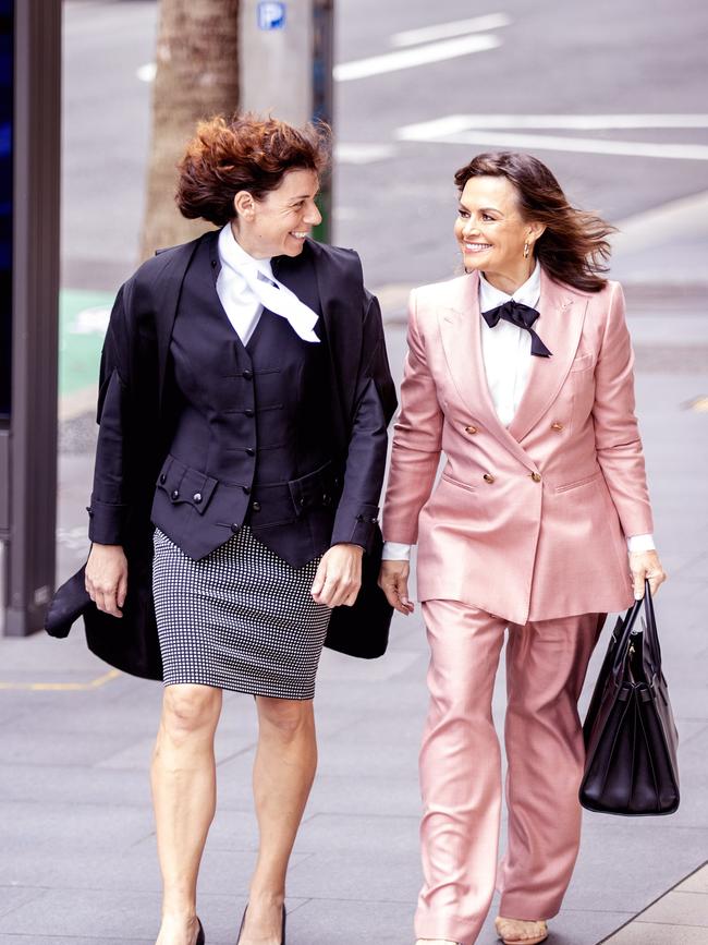 Lisa Wilkinson (right) and defamation lawyer Sue Chrysanthou SC (left). Picture: NCA NewsWire / Dylan Coker