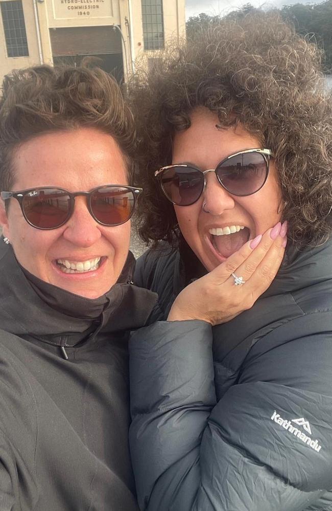 Casey Donovan (right) has become engaged to her partner Renee Sharples (left). Picture: Instagram.