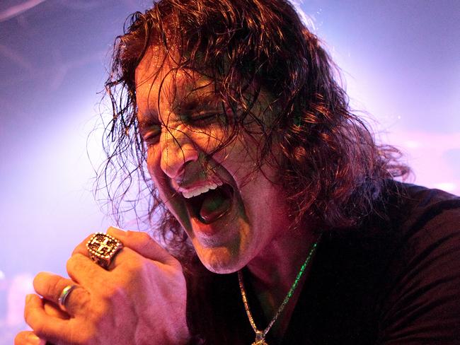 FILE - In this Sunday, April 6, 2014, file photo, singer Scott Stapp, of the band Creed, performs solo in concert at Soundstage, in Baltimore. In a video posted on his Facebook page, Wednesday, Nov. 26, 2014, Stapp said he is broke and living in a hotel. Stapp said he had been living in his truck and had no money for gas or food. (Photo by Owen Sweeney/Invision/AP, File)