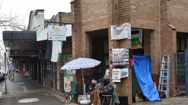 Prime Minister Anthony Albanese’s electorate office was forced to close by pro-Palestinian protesters. Picture: Noah Yim