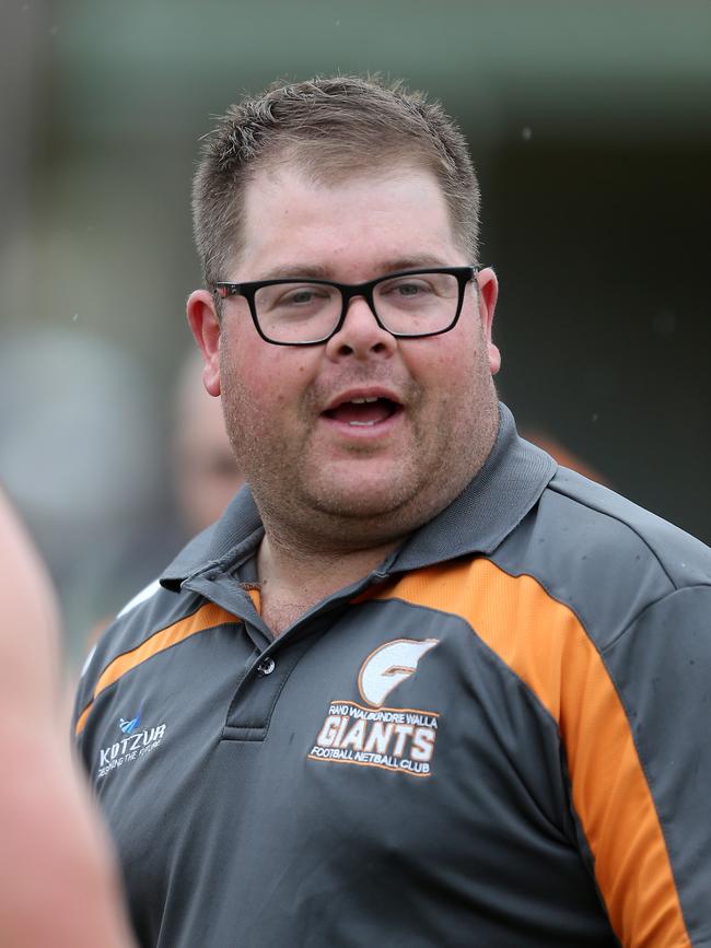 Rand-Walbundrie-Walla coach Daniel Anthanitis. Picture Yuri Kouzmin