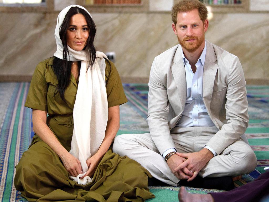 Meghan and Harry at the Auwal Mosque during their royal tour of South Africa. Picture: Tim Rooke - Pool/Getty Images