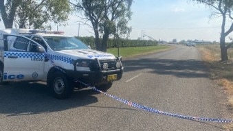 Police have taped off a stretch of road where a fatal one-car crash occurred in Yanco. Picture: News Corp