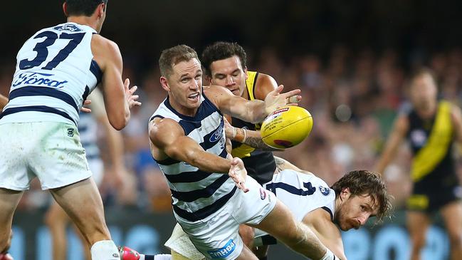 Geelong skipper Joel Selwood in action in the AFL Grand Final against Richmond. Picture: Getty Images