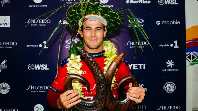 Jack Robinson after winning the Final at the Tahiti Pro (Photo by Matt Dunbar/World Surf League)