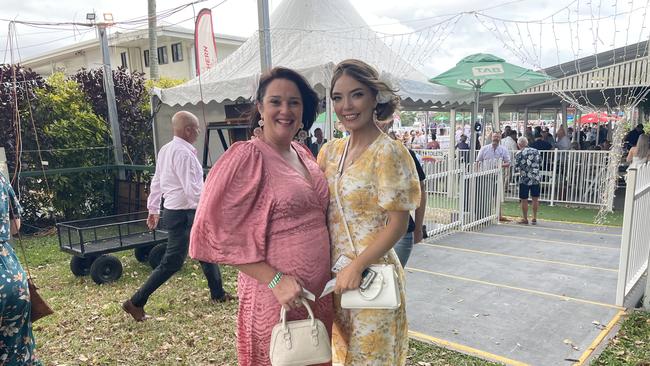 Michelle Smith and Jessica Brady at Cairns Cup Carnival on Saturday. Picture: Andreas Nicola
