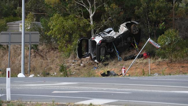 Two cars in a serious accident on the intersection of Victor Harbor Rd and Hindmarsh Tiers Road in April. Picture: Tricia Watkinson