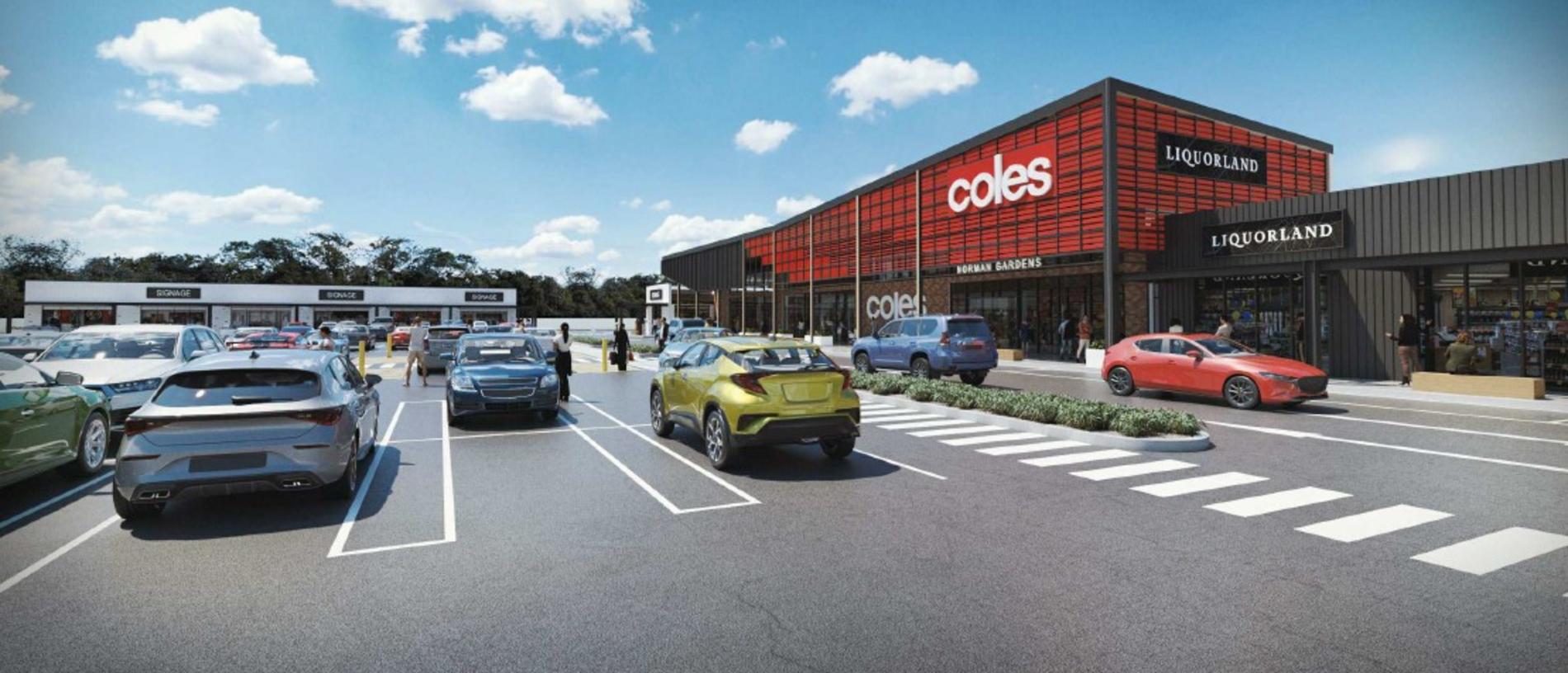 Artists impression of what the shopping centre will look like from the main carpark. Photos: ThomsonAdsett architecture