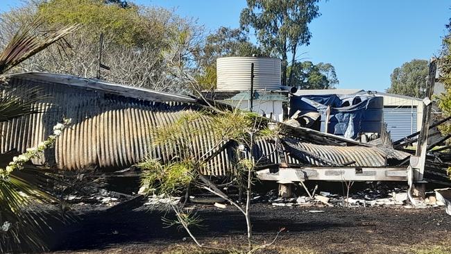 Fire destroyed a home on Hume Street, Pittsworth on August 29, 2024.